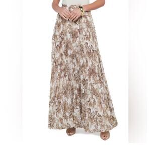 NWT: L'AGENCE Torin Pleated Maxi Skirt - Ivory / Carmel Rococo Toile